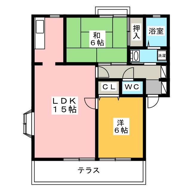パインフォレストB(2LDK/1階)の間取り写真