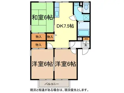 イナダハイツ(3DK/1階)の間取り写真