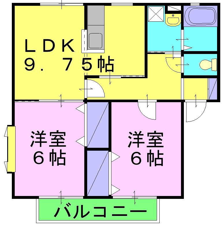 サンビレッジ早島(2LDK/2階)の間取り写真