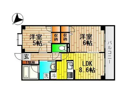 ボヌールマスダII(2DK/2階)の間取り写真