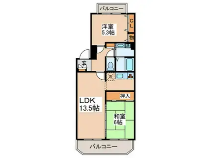 フィール野川(2LDK/2階)の間取り写真