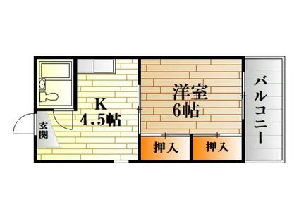 中島ビル(1DK/2階)の間取り写真