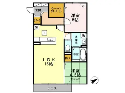 たまきB棟(2LDK/2階)の間取り写真