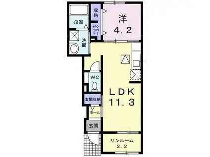 カーサ・アルバーダ(1LDK/1階)の間取り写真