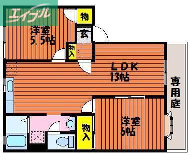 グリーンパーク西辛川C(2LDK/1階)の間取り写真