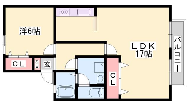 セジュールタデノ(1LDK/1階)の間取り写真