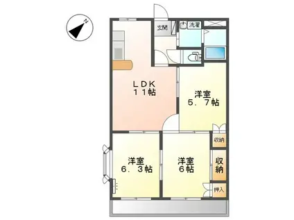 エランドールII(3LDK/2階)の間取り写真