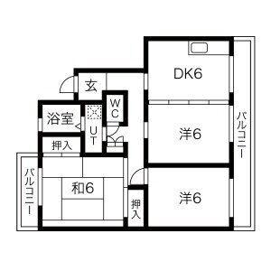 フラワービレッジ(3DK/3階)の間取り写真