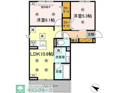 CAMPANA OTAKANOMORI(2LDK/2階)の間取り写真