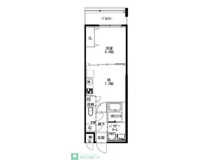 市ヶ谷仲之町ヒルズ クレストノース棟(1DK/5階)の間取り写真