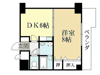 サンタウン宇治(1DK/5階)の間取り写真