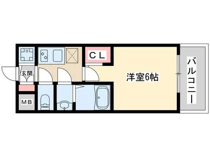 ラドゥセール江坂2(1K/8階)の間取り写真