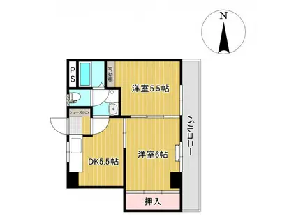 岡ビル(2DK/4階)の間取り写真