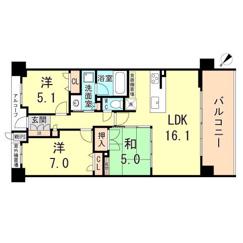 ワコーレ伊丹安堂寺レジデンス(3LDK/6階)の間取り写真