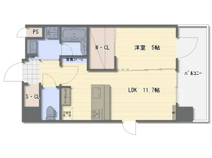 ヴィーブルフィロッソ(1LDK/5階)の間取り写真