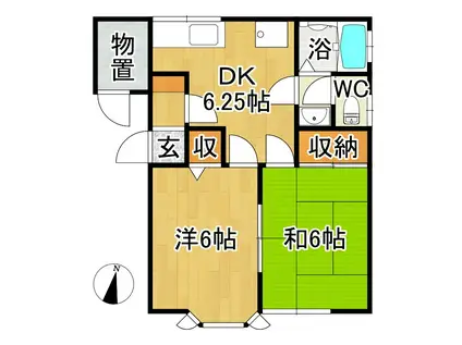 アメニティ八ツ橋(2DK/2階)の間取り写真