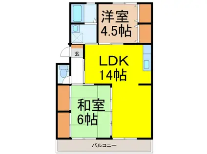 グラントゥール(2LDK/1階)の間取り写真