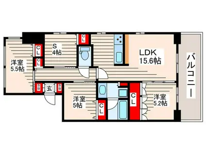 イニシア東葛西テラス(3SLDK/4階)の間取り写真