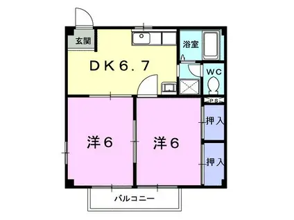フランボワーズ(2DK/2階)の間取り写真