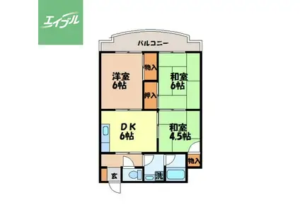 陽気楼ビル(3DK/4階)の間取り写真