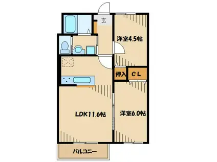 グリーンハイツU(2LDK/2階)の間取り写真