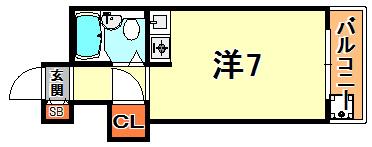 グレイス芦屋(ワンルーム/3階)の間取り写真