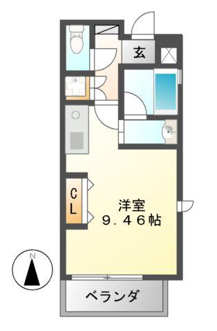 MINA 葵(1K/3階)の間取り写真