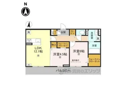 近鉄奈良線 新大宮駅 徒歩18分 3階建 築1年(2LDK/3階)の間取り写真