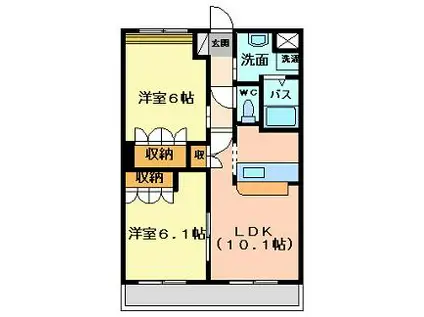 サニーヒルズ芥見(2LDK/2階)の間取り写真