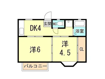 パルティール(2DK/2階)の間取り写真
