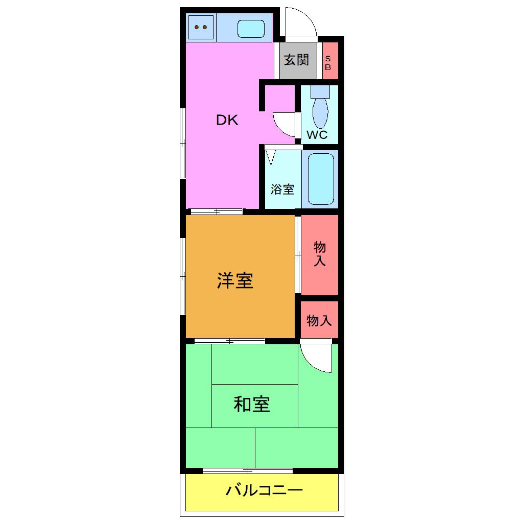 津田沼ビル(2DK/4階)の間取り写真