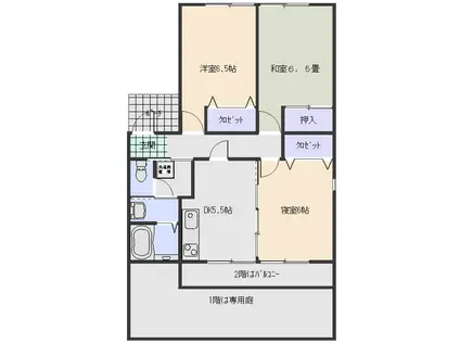 フォーレストYANO A棟(3DK/2階)の間取り写真