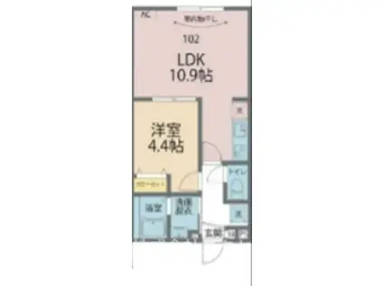 カインドネス八王子元横山町(1LDK/1階)の間取り写真