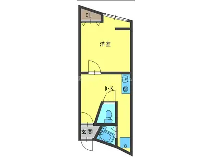 ヴィラナリー大和田(1DK/2階)の間取り写真