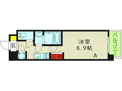 レジュールアッシュ ザ・パークフロント(1K/2階)の間取り写真