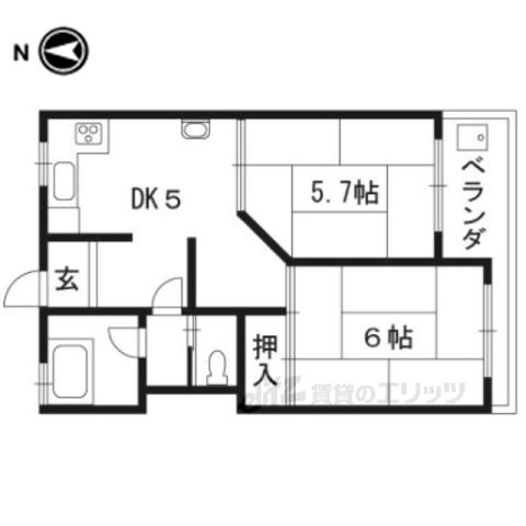 小池マンション南棟(2DK/2階)の間取り写真