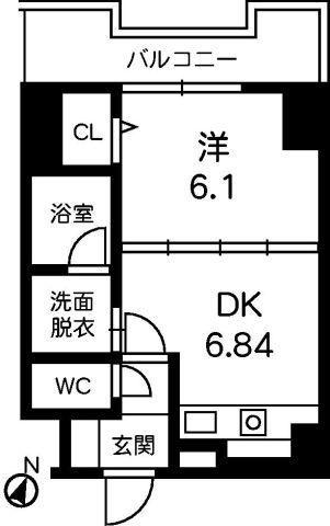 イ・メゾン麹屋(1DK/9階)の間取り写真