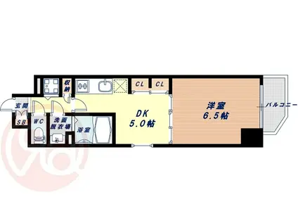 プレサンス江戸堀(1DK/11階)の間取り写真