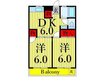 ニュー澤田ハイツA(2DK/3階)の間取り写真
