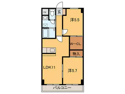 MANSION T・S・K(2LDK/2階)の間取り写真