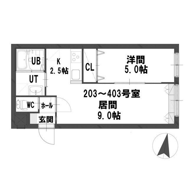 グランメール北11条(1LDK/4階)の間取り写真