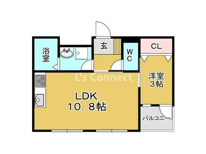 ビファイン泉中央(1LDK/2階)の間取り写真