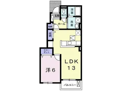 ポルトラーノV(1LDK/1階)の間取り写真