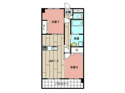 ノーブル陣原(2LDK/4階)の間取り写真