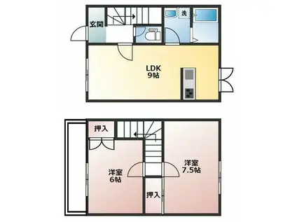 ロイヤルコート弐番館(2DK/2階)の間取り写真