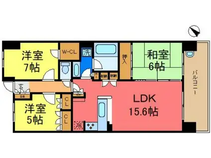 東京デュオシティイースト(3LDK/14階)の間取り写真