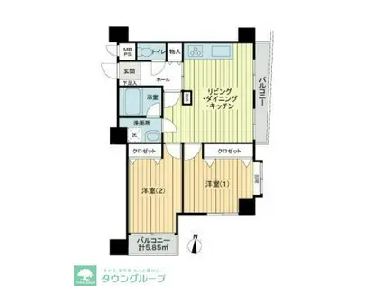 ライオンズマンション都立家政(2LDK/4階)の間取り写真