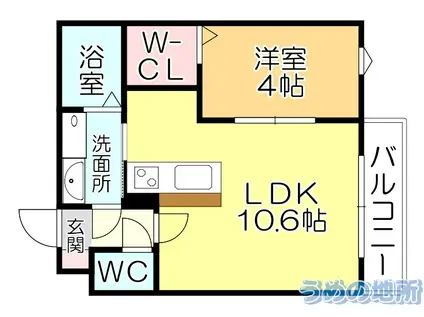 パルフェット(1LDK/1階)の間取り写真