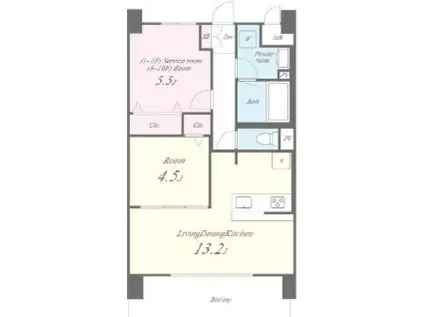 ディエスベアティ久宝寺口(2LDK/6階)の間取り写真