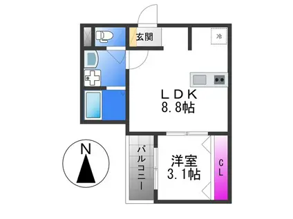 FSTYLE藤井寺道明寺1号館(1LDK/1階)の間取り写真